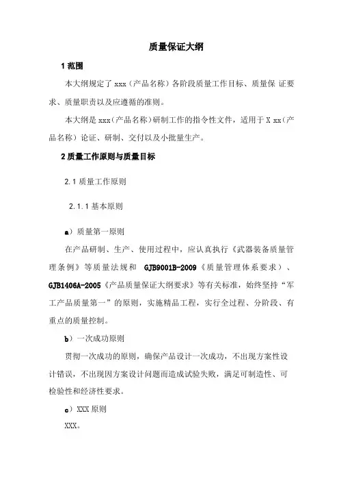 质量保证大纲