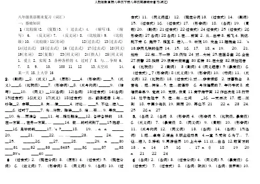人教版新目标八年级下册八年级英语期末复习(词汇)