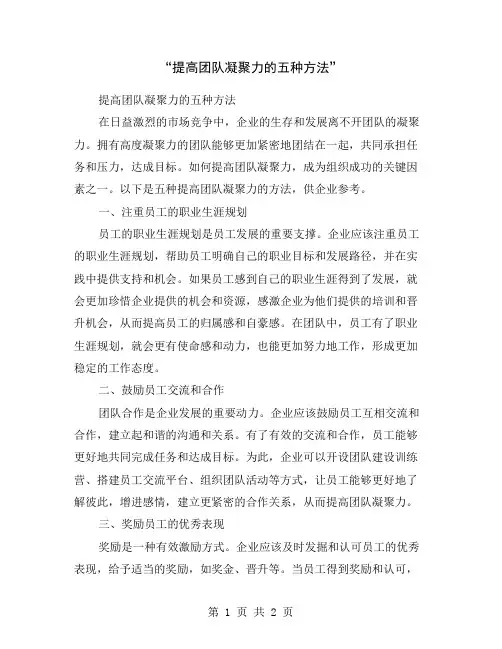 “提高团队凝聚力的五种方法”