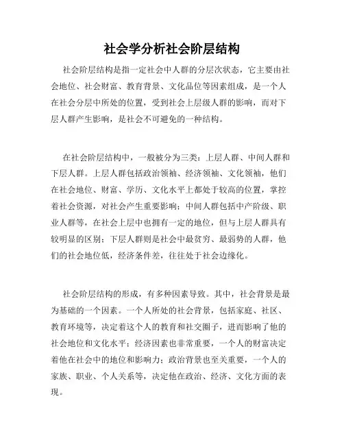 社会学分析社会阶层结构