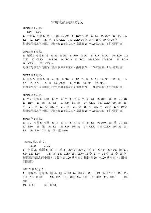 常用液晶屏接口定义(精)