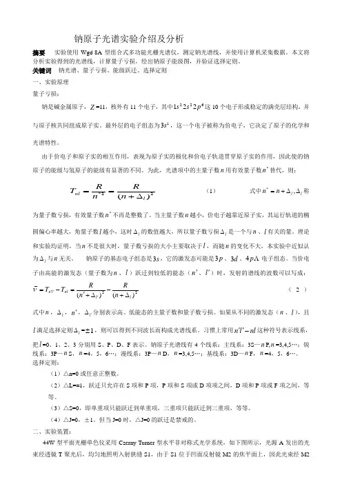 钠原子光谱实验介绍及分析 07300300040 吕志强