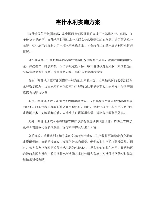 喀什水利实施方案