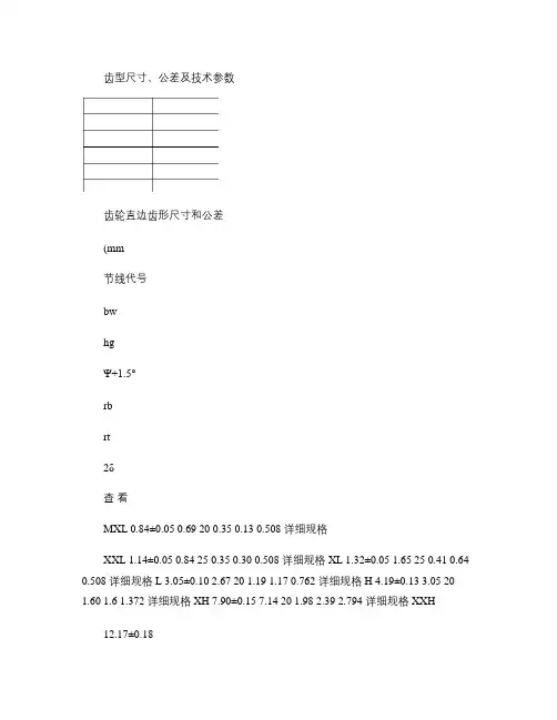 同步带轮型号和尺寸