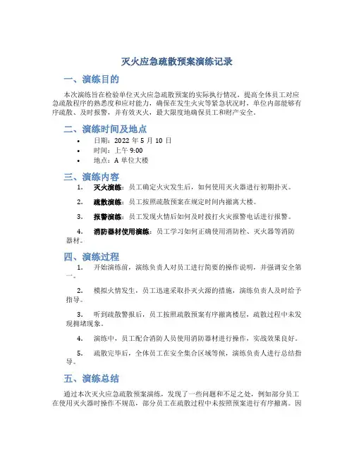 灭火应急疏散预案演练记录