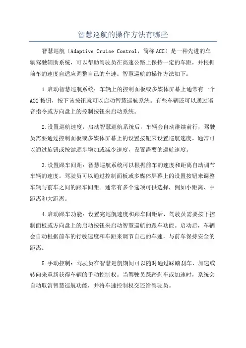 智慧巡航的操作方法有哪些