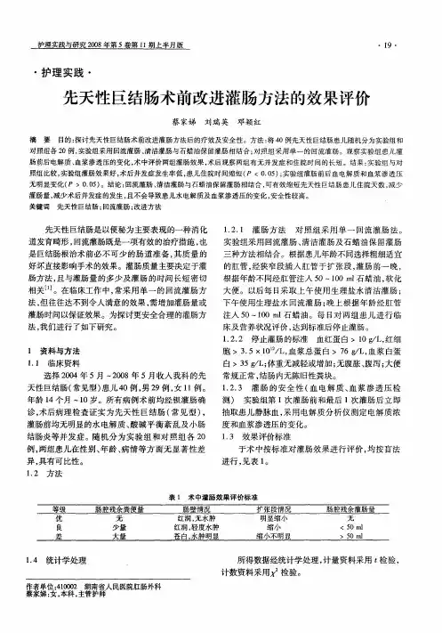 先天性巨结肠术前改进灌肠方法的效果评价