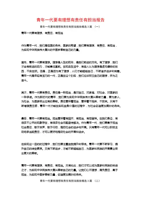 青年一代要有理想有责任有担当报告3篇