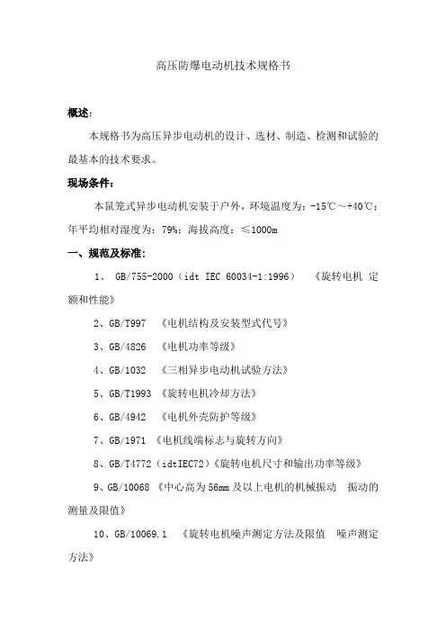 高压防爆电动机技术规格书