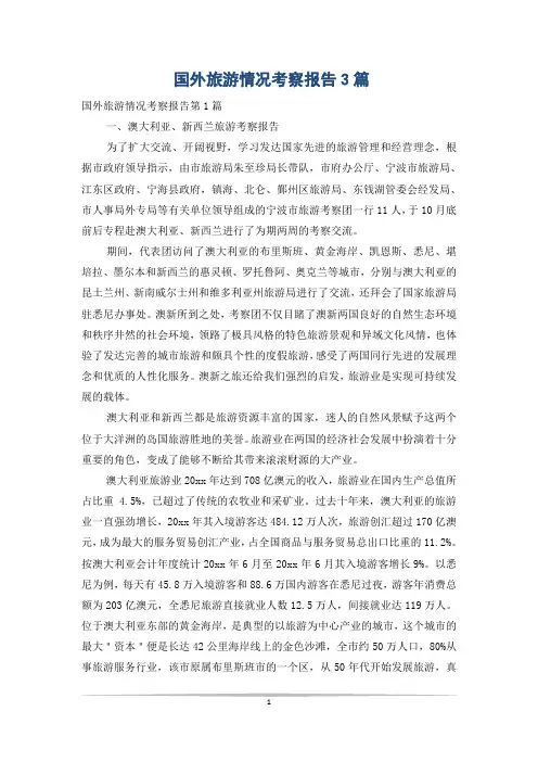 国外旅游情况考察报告3篇