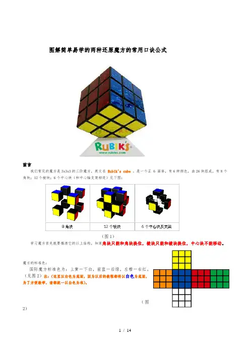 简单易学的两种还原魔方的口诀与公式图解详细讲解