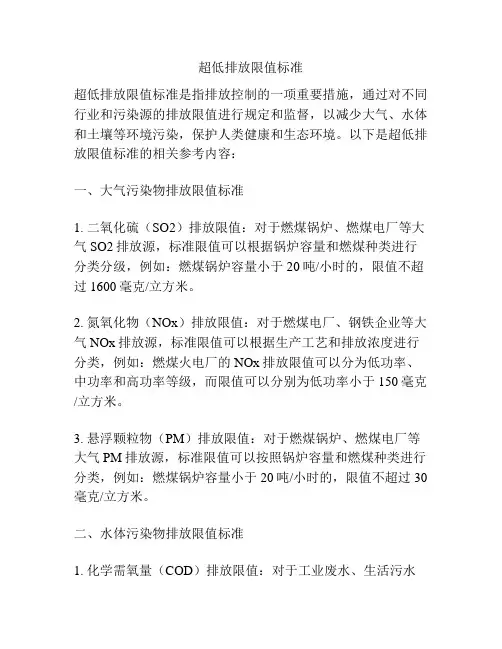 超低排放限值标准
