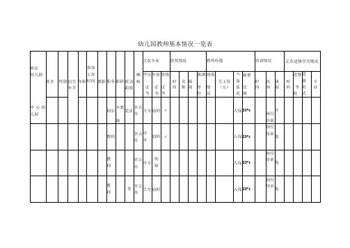 幼儿园教师基本情况一览表
