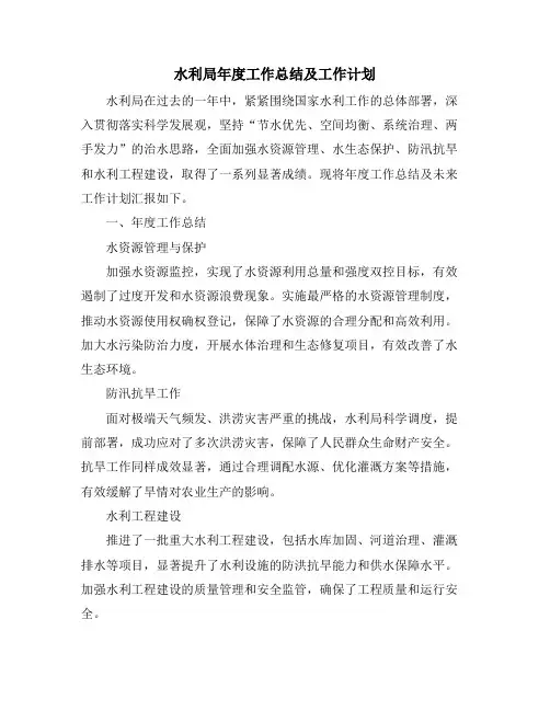 水利局年度工作总结及工作计划 (2)