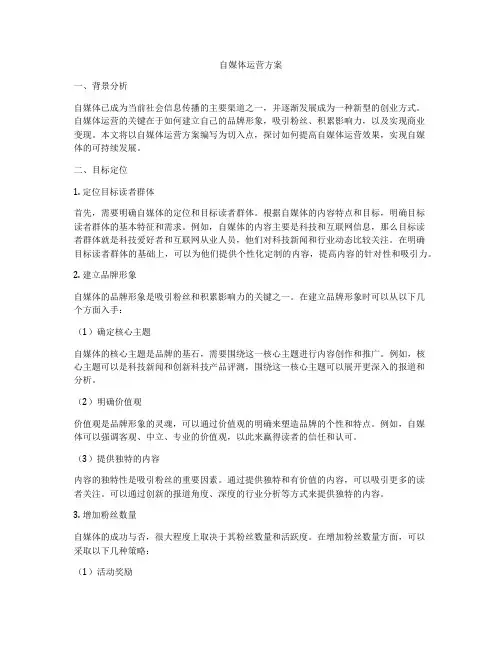 自媒体运营方案