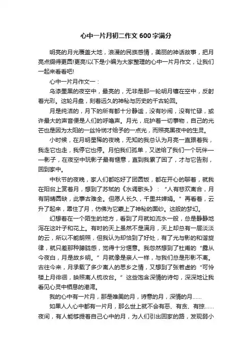 心中一片月初二作文600字满分