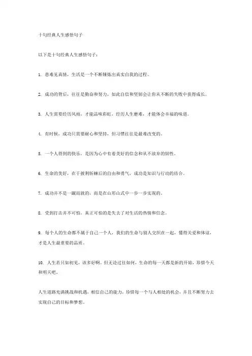十句经典人生感悟句子