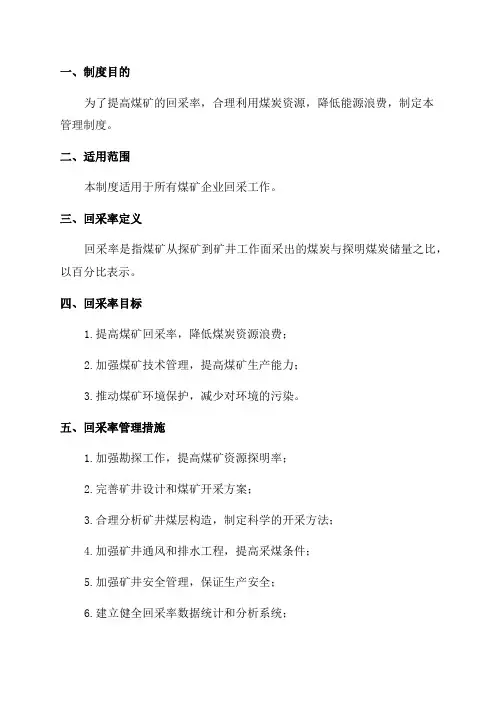 2024年煤业公司回采率管理制度