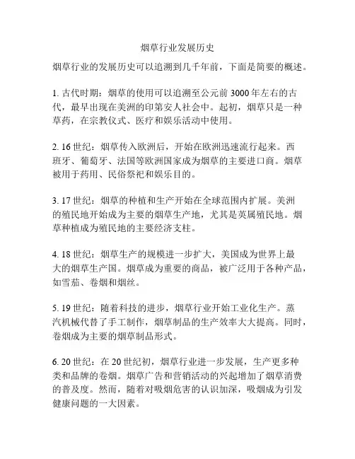 烟草行业发展历史