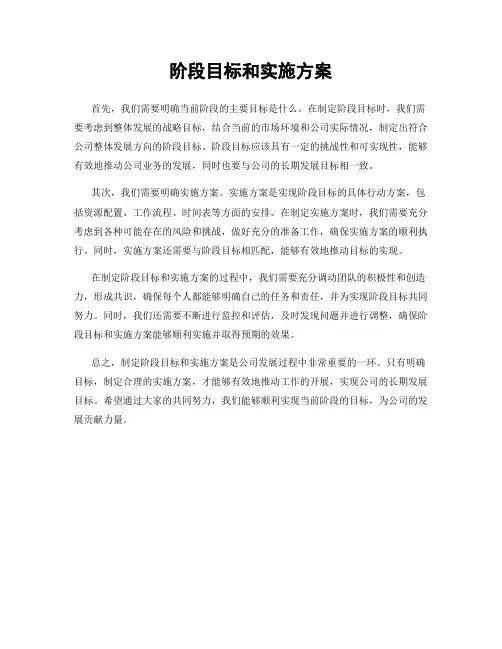 阶段目标和实施方案