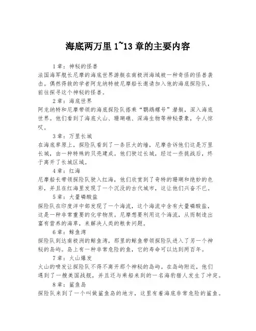 海底两万里1~13章的主要内容