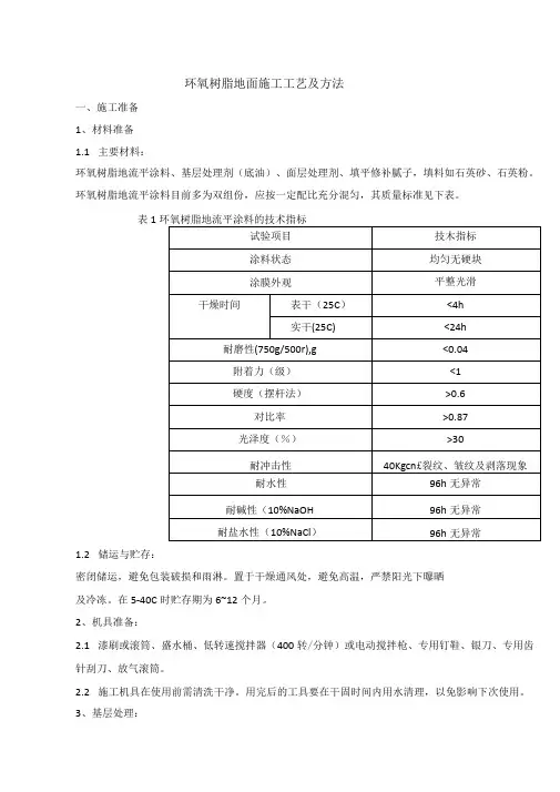 环氧树脂地面施工工艺及方法