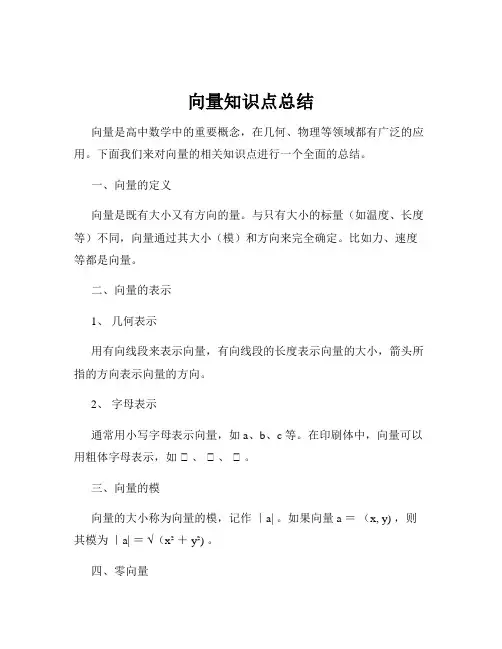 向量知识点总结