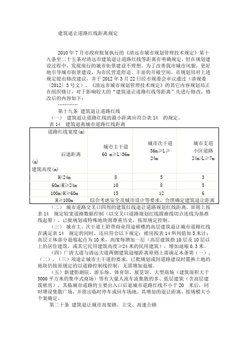 道路退让红线规定