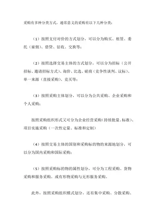 采购的分类有哪些