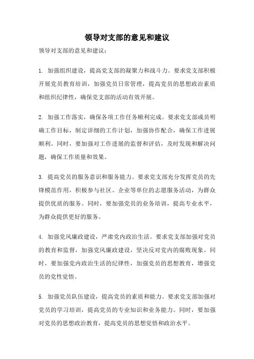 领导对支部的意见和建议