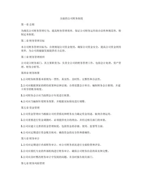 全面的公司财务制度