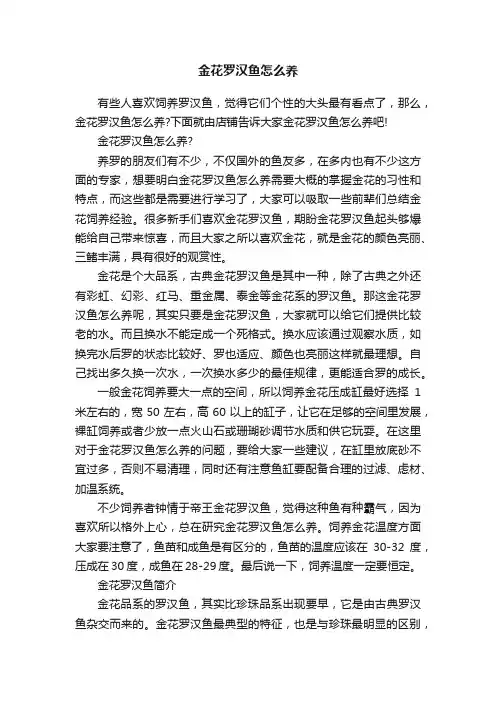 金花罗汉鱼怎么养