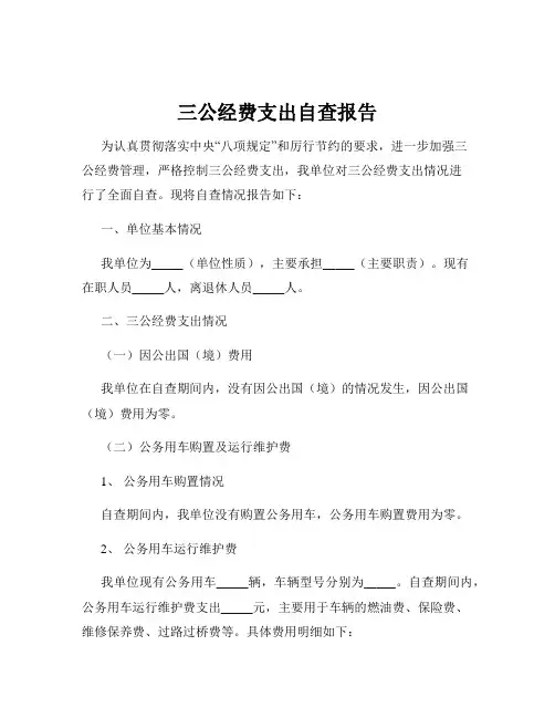 三公经费支出自查报告