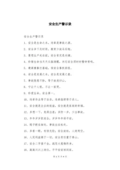 安全生产警示录