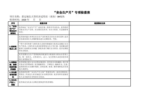 安全生产月专项检查表