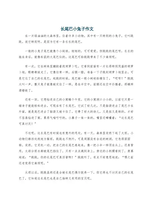 长尾巴小兔子作文
