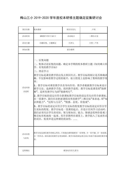 校本研修主题确定