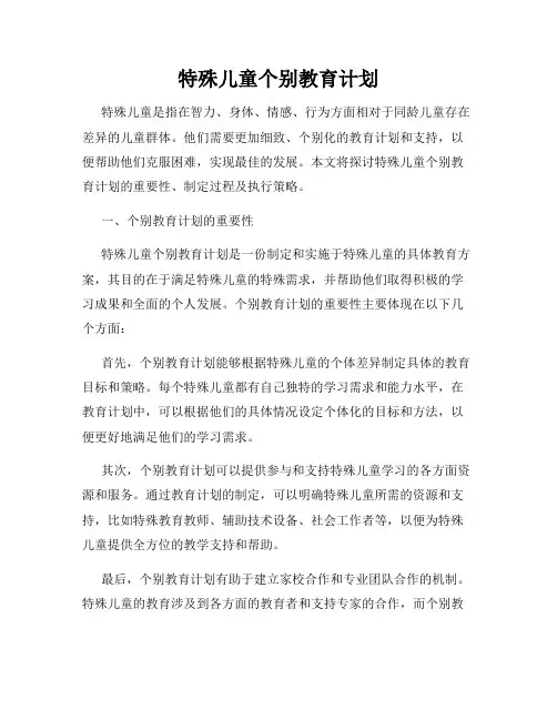 特殊儿童个别教育计划