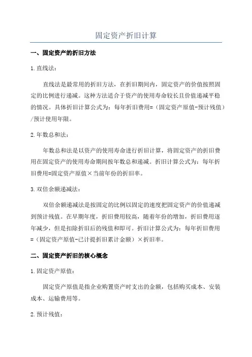 固定资产折旧计算