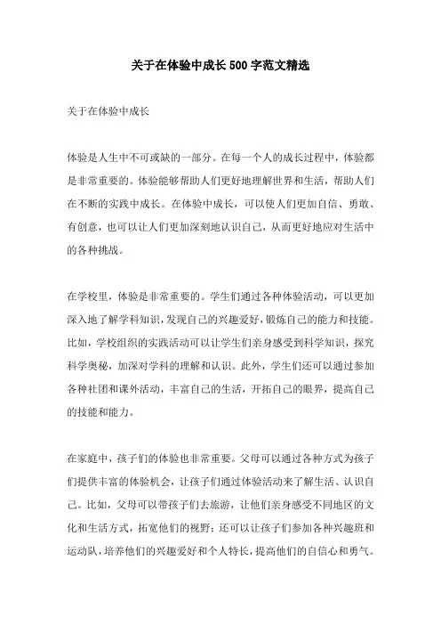关于在体验中成长500字范文精选
