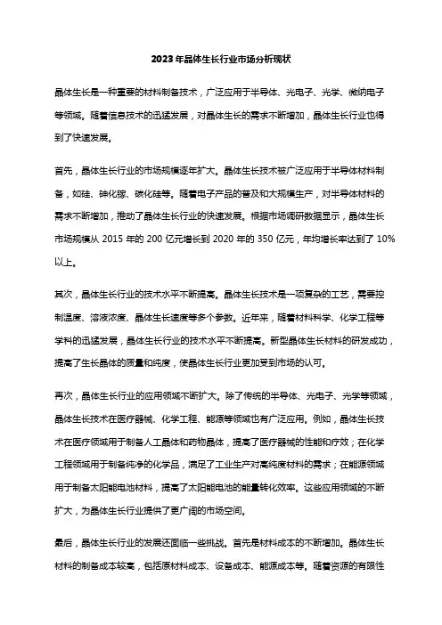 2023年晶体生长行业市场分析现状