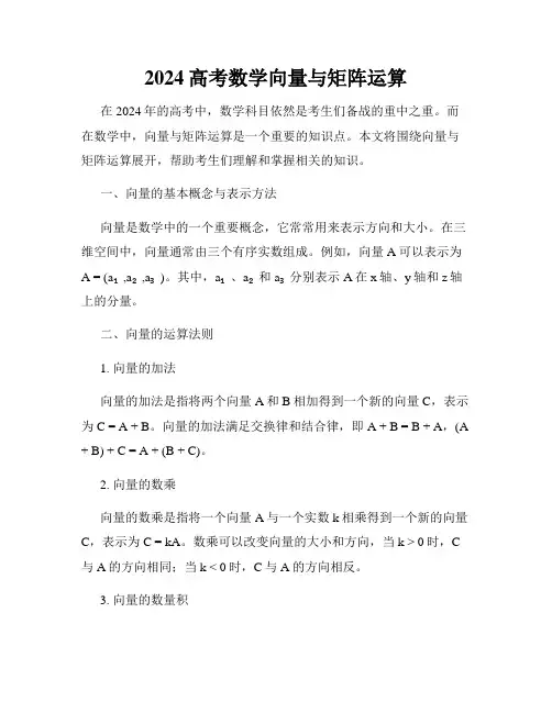 2024高考数学向量与矩阵运算