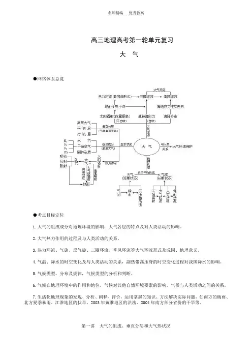 高中地理教案大气的组成垂直分层和大气热状况