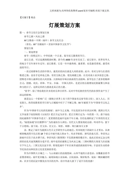 【精品】灯展策划方案