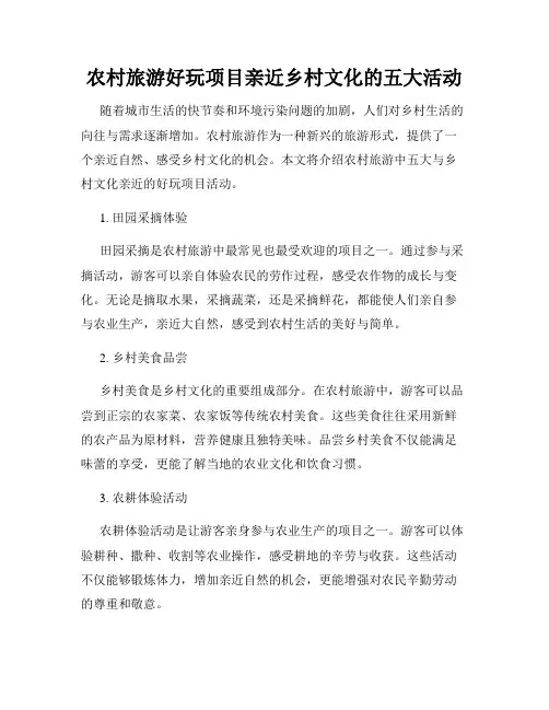 农村旅游好玩项目亲近乡村文化的五大活动