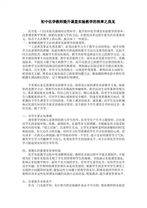 初中化学实验教学论文
