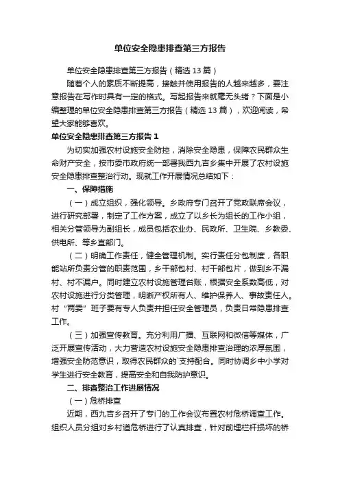 单位安全隐患排查第三方报告