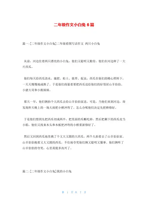二年级作文小白兔6篇