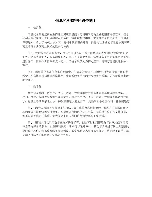 信息化和数字化通俗例子