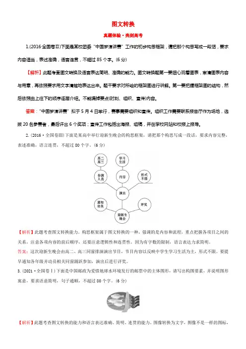 （全国通用版）2019版高考语文一轮温习专题十二语言文字运用真题体验亮剑高考12.4图文转换